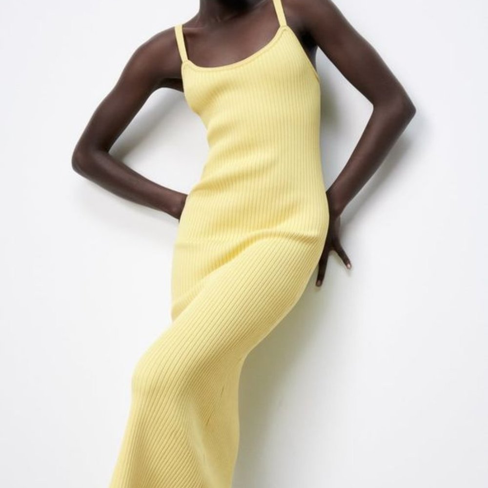 Zara Yellow Midi Dress - Size S